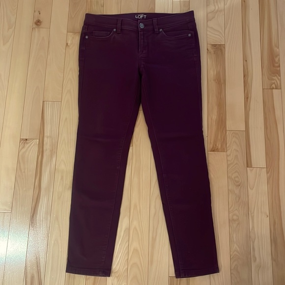 Loft Modern Skinny Burgundy Jeans - Picture 2 of 7
